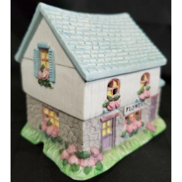 EASTER VILLAGE CHURCH FLOWER SHOP GROCERY STORE Spring pastel building house 3pc - Picture 11 of 12